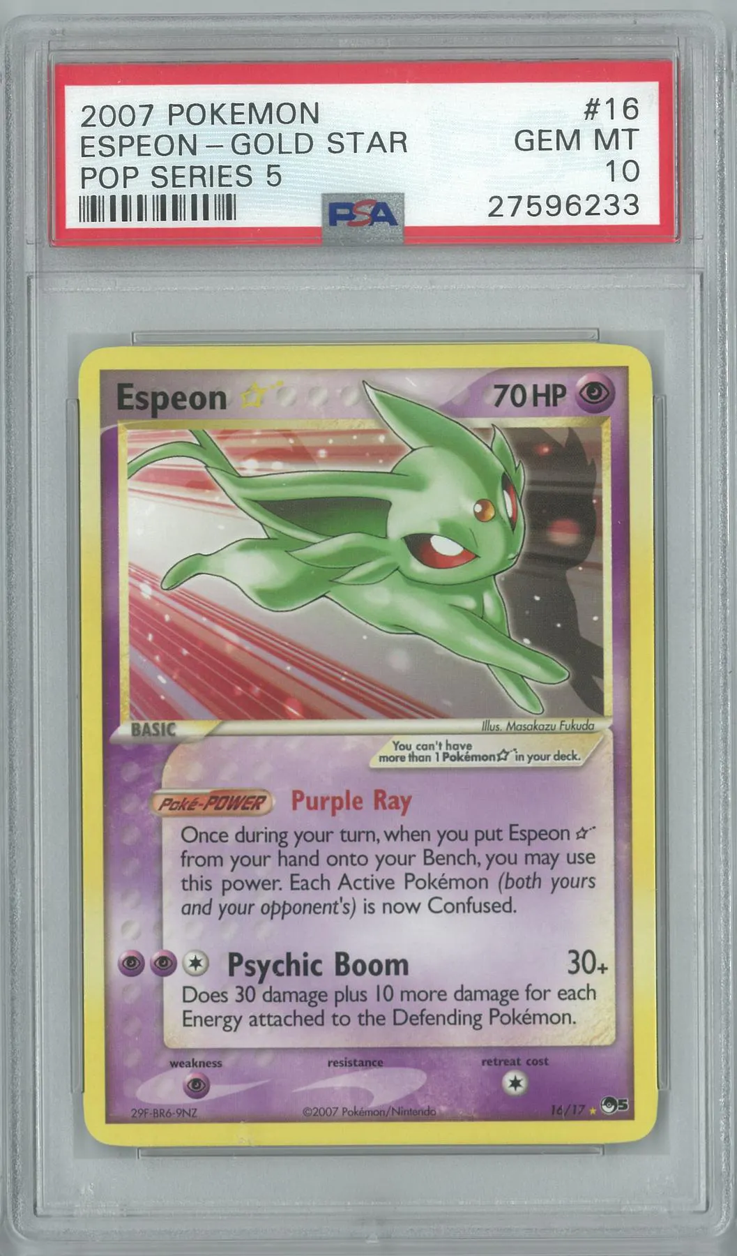 Pokemon POP Series 5 Espeon Gold Star 16/17 PSA 10 GEM MINT | DA Card World