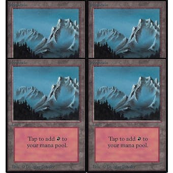 Magic the Gathering Alpha 4x LOT Mountain (Ver 2) - MODERATE PLAY (MP)