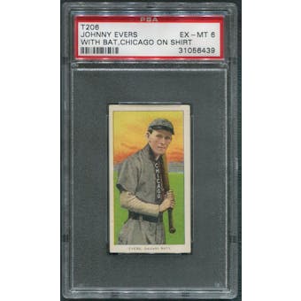 1909-11 T206 Baseball Johnny Evers With Bat Chicago On Shirt Old Mill PSA 6 (EX-MT)