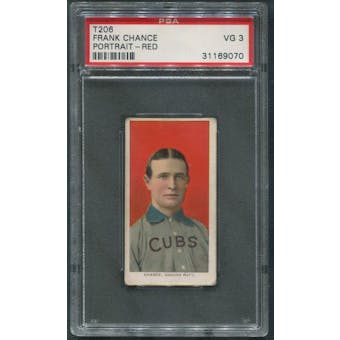 1909-11 T206 Baseball Frank Chance Portrait Red Piedmont PSA 3 (VG)
