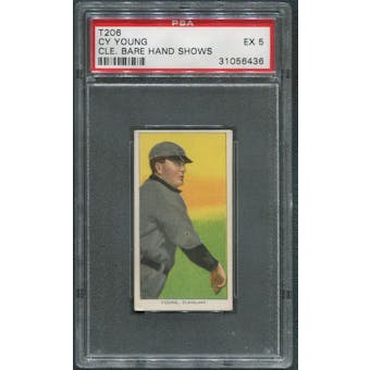 1909-11 T206 Baseball Cy Young Cleveland Bare Hand Shows Piedmont PSA 5 (EX)