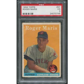 1958 Topps Baseball #47 Roger Maris Rookie PSA 3 (VG)