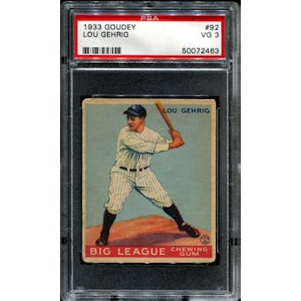 1933 Goudey Baseball #92 Lou Gehrig PSA 3 (VG) *2463