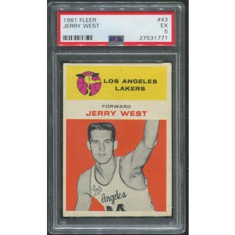 1961/62 Fleer Basketball #43 Jerry West Rookie PSA 5 (EX)