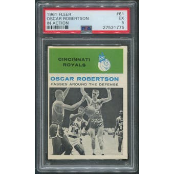 1961/62 Fleer Basketball #61 Oscar Robertson In Action Rookie PSA 5 (EX)