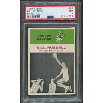 1961/62 Fleer Basketball #62 Bill Russell In Action PSA 7 (NM)