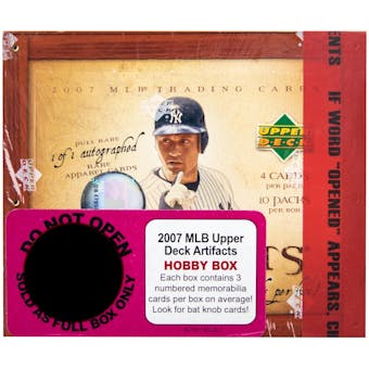 2007 Upper Deck Artifacts Baseball Hobby Box (RED SECURITY TAPE)