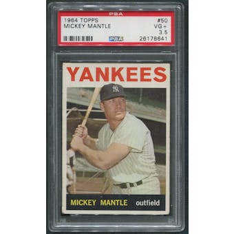 1964 Topps Baseball #50 Mickey Mantle PSA 3.5 (VG+)
