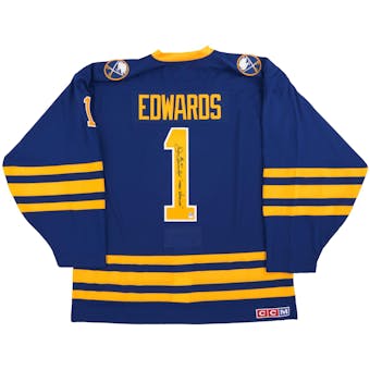 Don Edwards Autographed Buffalo Sabres Blue Throwback Jersey