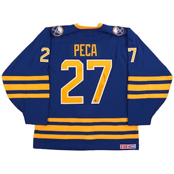 Michael Peca Autographed Buffalo Sabres Blue Throwback Jersey