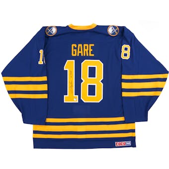 Danny Gare Autographed Buffalo Sabres Blue Throwback Jersey