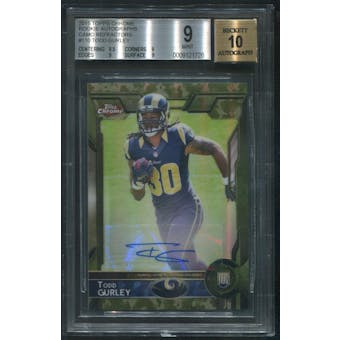 2015 Topps Chrome #110 Todd Gurley Rookie Camo Refractor Auto #50/99 BGS 9 (MINT)