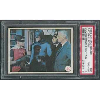 1966 Topps Batman Color #30 Batman, Robin, Comissioner, & Captain PSA 8 (NM-MT)