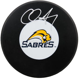 Chris Drury Autographed Buffalo Sabres Yellow & Blue Hockey Puck