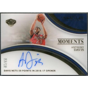 2016/17 Immaculate Collection #IMAD Anthony Davis Moments Auto #03/10