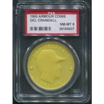 1960 Armour Coins Baseball #7 Del Crandall Yellow PSA 8 (NM-MT)