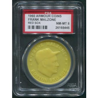 1960 Armour Coins Baseball #13 Frank Malzone Red Sox Yellow PSA 8 (NM-MT)
