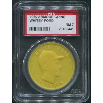 1960 Armour Coins Baseball #10 Whitey Ford Yellow PSA 7 (NM)