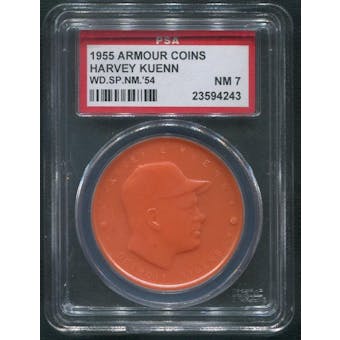 1955 Armour Coins Baseball #12 Harvey Kuenn Wide Space Average Orange PSA 7 (NM)