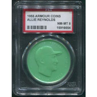 1955 Armour Coins Baseball #16 Allie Reynolds Green PSA 8 (NM-MT)