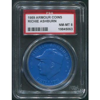 1959 Armour Coins Baseball #3 Richie Ashburn Navy PSA 8 (NM-MT)