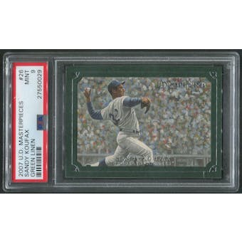2007 Masterpieces Baseball #26 Sandy Koufax Green Linen PSA 9 (MINT)