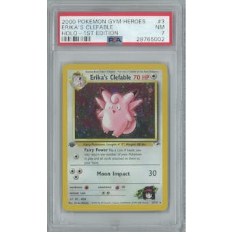 Pokemon Gym Heroes 1st Edition Erika's Clefable Holo 3/132 PSA 7