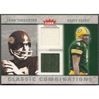 2003 Fleer Tradition #12 Fran Tarkenton & Brett Favre Classic Combinations Dual Jersey #063/100