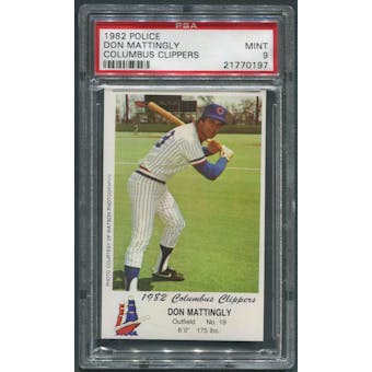 1982 Columbus Clippers Police #19 Don Mattingly Rookie PSA 9 (MINT) (Damaged)