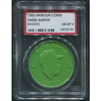 1960 Armour Coins Baseball #1 Hank Aaron Lime Green PSA 8 (NM-MT)