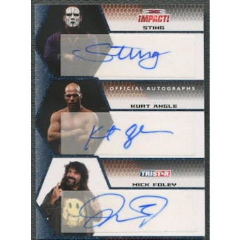2009 TRISTAR TNA Impact #IA78 Sting Kurt Angle Mick Foley Triple Blue Auto #06/25