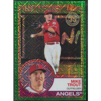 2018 Topps #2 Mike Trout '83 Topps Silver Pack Chrome Green Refractor #77/99