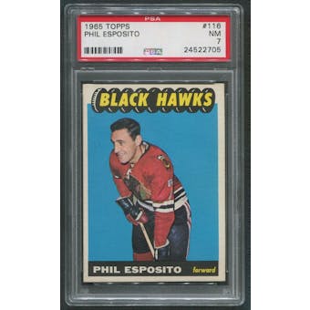 1965/66 Topps Hockey #116 Phil Esposito Rookie PSA 7 (NM)