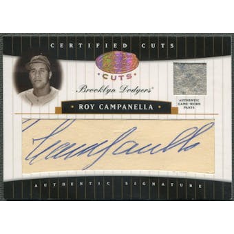 2004 Leaf Certified Cuts #64 Roy Campanella Check Signature Material Blue Pants Auto #1/1
