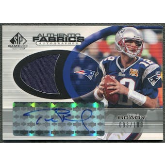 2004 SP Game Used Edition #TB Tom Brady Authentic Fabric Jersey Auto #093/100