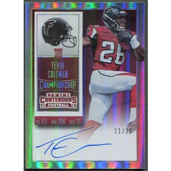2015 Panini Contenders #237 Tevin Coleman Championship Ticket Rookie Auto #11/25