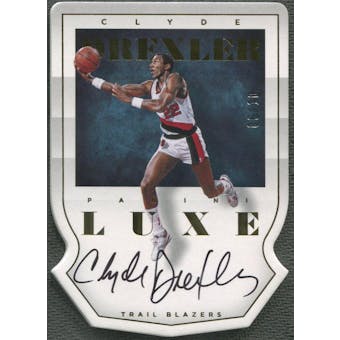 2014/15 Panini Luxe #25 Clyde Drexler Die Cut Gold Auto #06/10 (Damaged)