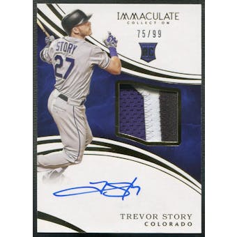 2016 Immaculate Collection #125 Trevor Story Rookie Patch Auto #75/99