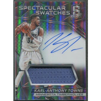 2016/17 Panini Spectra #41 Karl-Anthony Towns Spectacular Swatch Jersey Auto #20/49
