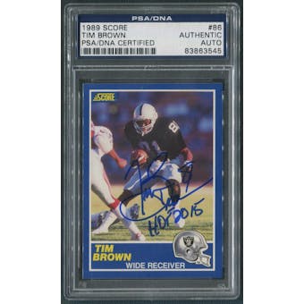 1989 Score Football #86 Tim Brown Rookie Signed Auto PSA/DNA