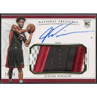 2015/16 Panini National Treasures #110 Justise Winslow Rookie Patch Auto #75/99
