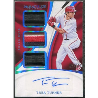 2017 Immaculate Collection #1 Trea Turner Blue Triple Patch Auto #05/10