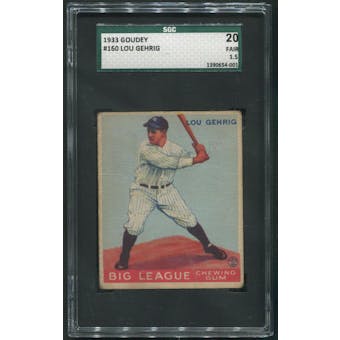 1933 Goudey Baseball #160 Lou Gehrig SGC 20 (FAIR 1.5)