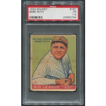 1933 Goudey Baseball #181 Babe Ruth PSA 1.5 (FR)