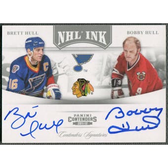 2011/12 Panini Contenders #8 Brett Hull & Bobby Hull NHL Ink Dual Auto SP
