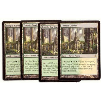 Magic the Gathering Ravnica: City of Guilds PLAYSET Temple Garden x4 LIGHTLY PLAYED (LP)