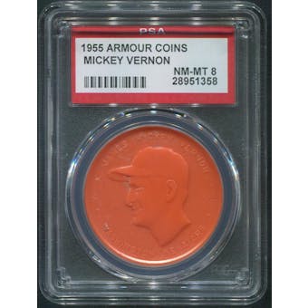 1955 Armour Coins Baseball Mickey Vernon Orange PSA 8 (NM-MT)