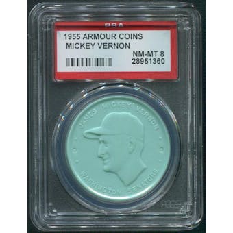 1955 Armour Coins Baseball Mickey Vernon Aqua PSA 8 (NM-MT)