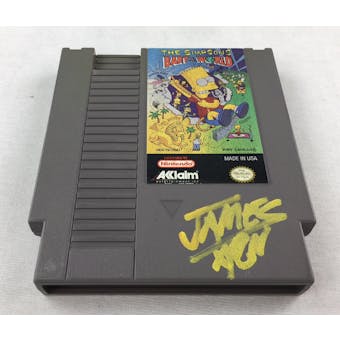 Nintendo (NES) The Simpsons Bart VS. The World AVGN James Rolfe Yellow Autograph Cart