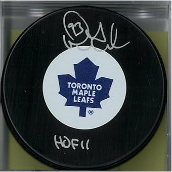 Doug Gilmour Autographed Toronto Maple Leafs Hockey Puck (AJSW COA)